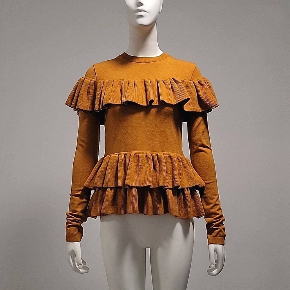 Pixie Market Mustard Ruffle Sweater